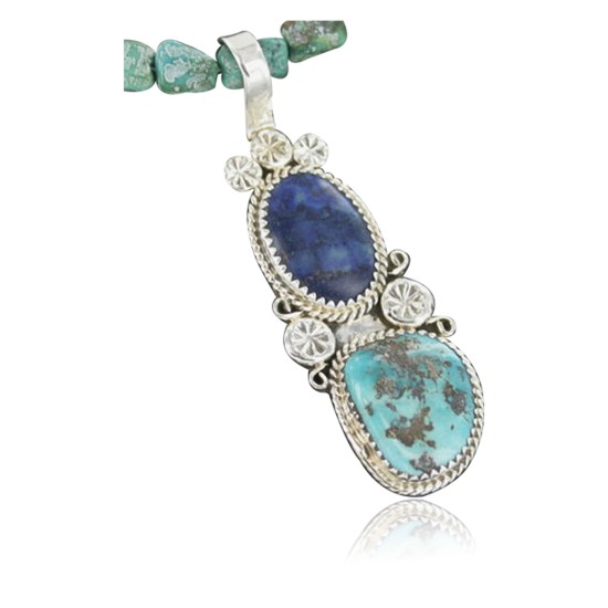 Handmade Certified Authentic Navajo .925 Sterling Silver Natural Lapis, Pink Japer and Turquoise Native American Necklace & Pendant 370913551639 Handmade Certified Authentic Navajo .925 Sterling Silver Natural Lapis, Pink Japer and Turquoise Native American Necklace & Pendant 370913551639