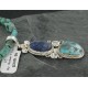 Handmade Certified Authentic Navajo .925 Sterling Silver Natural Lapis, Pink Japer and Turquoise Native American Necklace & Pendant 370913551639