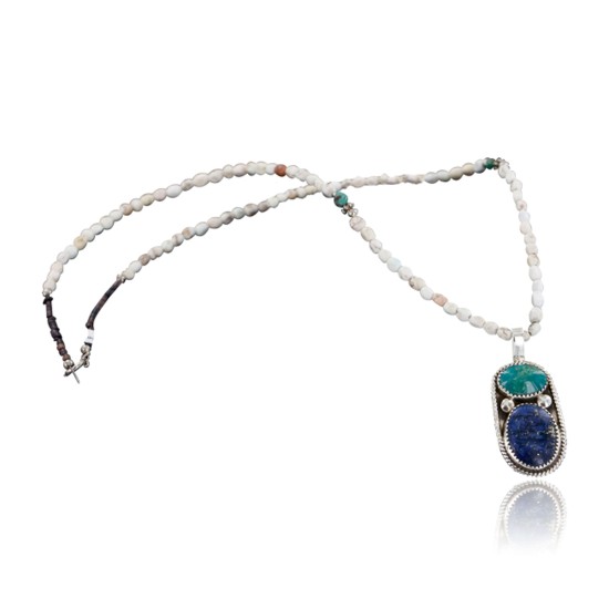Handmade Certified Authentic Navajo .925 Sterling Silver Natural Lapis, Turquoise and White Howlite Native American Necklace & Pendant 390688899331 Handmade Certified Authentic Navajo .925 Sterling Silver Natural Lapis, Turquoise and White Howlite Native American Necklace & Pendant 390688899331