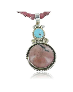 Handmade Certified Authentic Navajo .925 Sterling Silver Natural Pink Jasper and Turquoise Native American Necklace & Pendant 370918957954 Handmade Certified Authentic Navajo .925 Sterling Silver Natural Pink Jasper and Turquoise Native American Necklace & Pendant 370918957954
