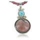 Handmade Certified Authentic Navajo .925 Sterling Silver Natural Pink Jasper and Turquoise Native American Necklace & Pendant 370918957954