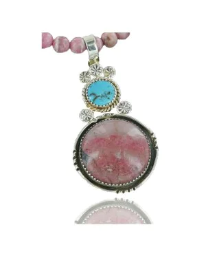 Handmade Certified Authentic Navajo .925 Sterling Silver Natural Pink Jasper and Turquoise Native American Necklace & Pendant 390678527966 Handmade Certified Authentic Navajo .925 Sterling Silver Natural Pink Jasper and Turquoise Native American Necklace & Pendant 390678527966