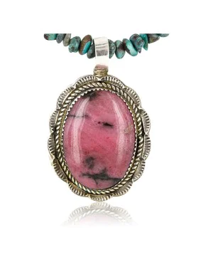 Handmade Certified Authentic Navajo .925 Sterling Silver Natural Pink Jasper and Turquoise Native American Necklace & Pendant 390829334023 Handmade Certified Authentic Navajo .925 Sterling Silver Natural Pink Jasper and Turquoise Native American Necklace & Pendant 390829334023