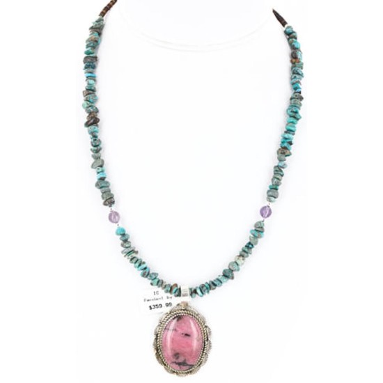 Handmade Certified Authentic Navajo .925 Sterling Silver Natural Pink Jasper and Turquoise Native American Necklace & Pendant 390829334023 Handmade Certified Authentic Navajo .925 Sterling Silver Natural Pink Jasper and Turquoise Native American Necklace & Pendant 390829334023