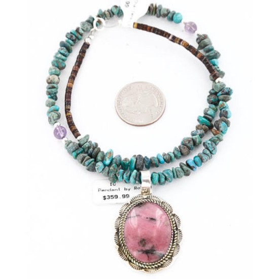 Handmade Certified Authentic Navajo .925 Sterling Silver Natural Pink Jasper and Turquoise Native American Necklace & Pendant 390829334023 Handmade Certified Authentic Navajo .925 Sterling Silver Natural Pink Jasper and Turquoise Native American Necklace & Pendant 390829334023