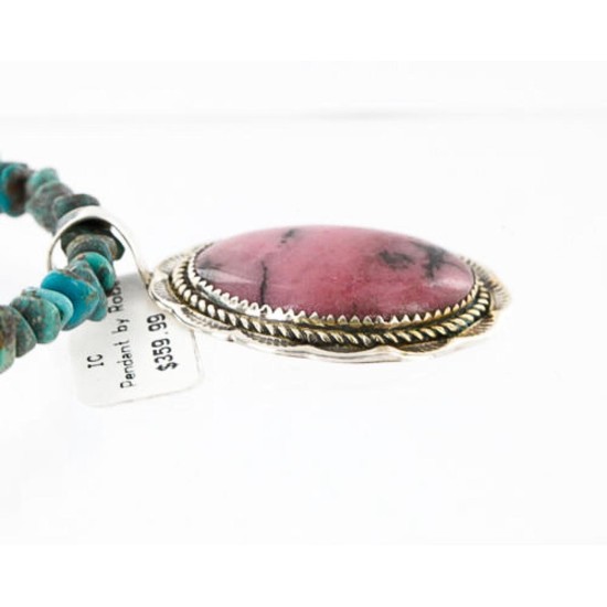 Handmade Certified Authentic Navajo .925 Sterling Silver Natural Pink Jasper and Turquoise Native American Necklace & Pendant 390829334023 Handmade Certified Authentic Navajo .925 Sterling Silver Natural Pink Jasper and Turquoise Native American Necklace & Pendant 390829334023