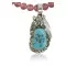 Handmade Certified Authentic Navajo .925 Sterling Silver Natural Pink Quartz & Turquoise Native American Necklace & Leaf Pendant 390670606590