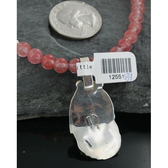 Handmade Certified Authentic Navajo .925 Sterling Silver Natural Pink Quartz & Turquoise Native American Necklace & Leaf Pendant 390670606590 Handmade Certified Authentic Navajo .925 Sterling Silver Natural Pink Quartz & Turquoise Native American Necklace & Leaf Pendant 390670606590