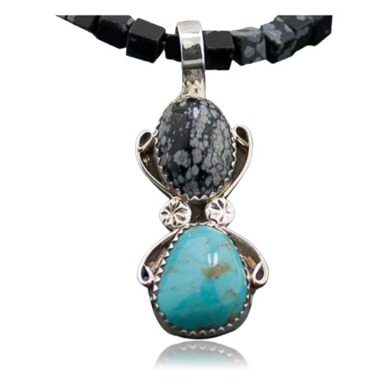 Handmade Certified Authentic Navajo .925 Sterling Silver Natural Snowflake Turquoise Native American Necklace 390612828672 Handmade Certified Authentic Navajo .925 Sterling Silver Natural Snowflake Turquoise Native American Necklace 390612828672