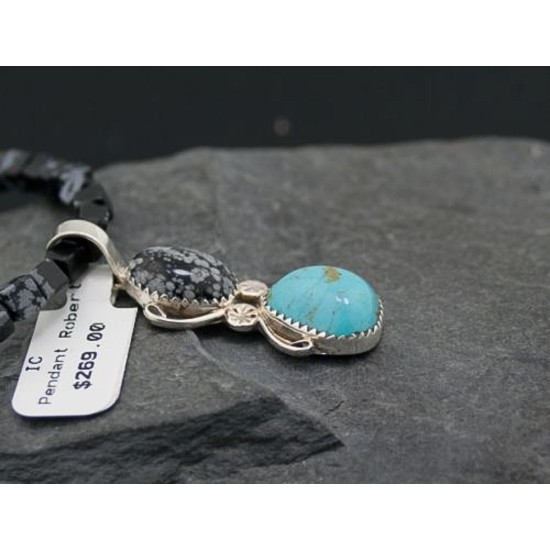 Handmade Certified Authentic Navajo .925 Sterling Silver Natural Snowflake Turquoise Native American Necklace 390612828672 Handmade Certified Authentic Navajo .925 Sterling Silver Natural Snowflake Turquoise Native American Necklace 390612828672