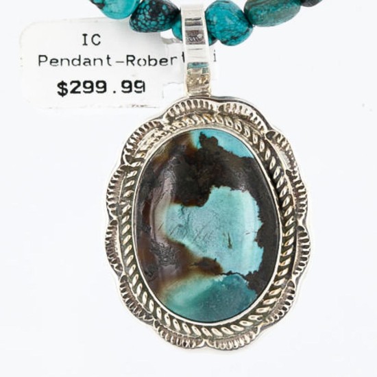 Handmade Certified Authentic Navajo .925 Sterling Silver Natural SPIDER WEB Turquoise Native American Necklace 390765842575