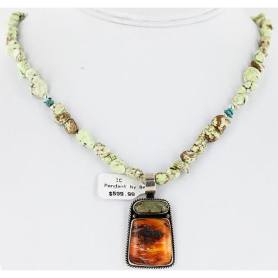 Handmade Authentic Navajo .925 Sterling Silver Turquoise and Spiny Oyster Necklace 371058163139 Handmade Authentic Navajo .925 Sterling Silver Turquoise and Spiny Oyster Necklace 371058163139