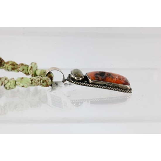 Handmade Authentic Navajo .925 Sterling Silver Turquoise and Spiny Oyster Necklace 371058163139 Handmade Authentic Navajo .925 Sterling Silver Turquoise and Spiny Oyster Necklace 371058163139