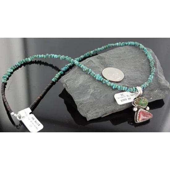 Handmade Certified Authentic Navajo .925 Sterling Silver Natural Spiny Oyster and Turquoise Native American Necklace 370897598927 Handmade Certified Authentic Navajo .925 Sterling Silver Natural Spiny Oyster and Turquoise Native American Necklace 370897598927