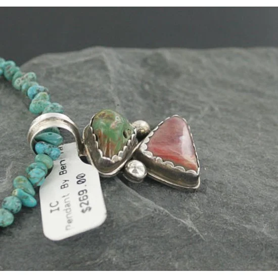 Handmade Certified Authentic Navajo .925 Sterling Silver Natural Spiny Oyster and Turquoise Native American Necklace 370897598927 Handmade Certified Authentic Navajo .925 Sterling Silver Natural Spiny Oyster and Turquoise Native American Necklace 370897598927