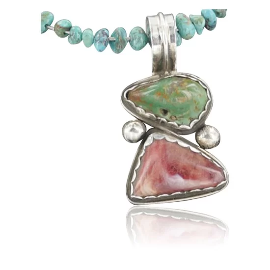 Handmade Certified Authentic Navajo .925 Sterling Silver Natural Spiny Oyster and Turquoise Native American Necklace 370897598927 Handmade Certified Authentic Navajo .925 Sterling Silver Natural Spiny Oyster and Turquoise Native American Necklace 370897598927