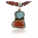 Handmade Certified Authentic Navajo .925 Sterling Silver Natural Spiny Oyster and Turquoise Native American Necklace 370959768947