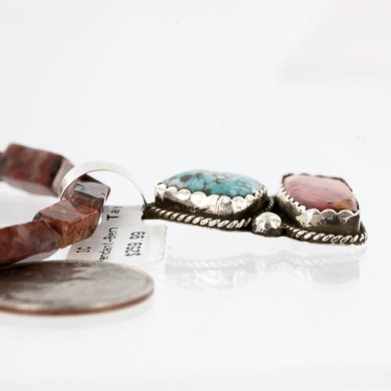Handmade Certified Authentic Navajo .925 Sterling Silver Natural Spiny Oyster and Turquoise Native American Necklace 370994326643 Handmade Certified Authentic Navajo .925 Sterling Silver Natural Spiny Oyster and Turquoise Native American Necklace 370994326643