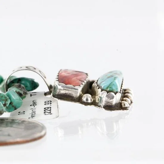 Handmade Certified Authentic Navajo .925 Sterling Silver Natural Spiny Oyster and Turquoise Native American Necklace 371002848987 Handmade Certified Authentic Navajo .925 Sterling Silver Natural Spiny Oyster and Turquoise Native American Necklace 371002848987
