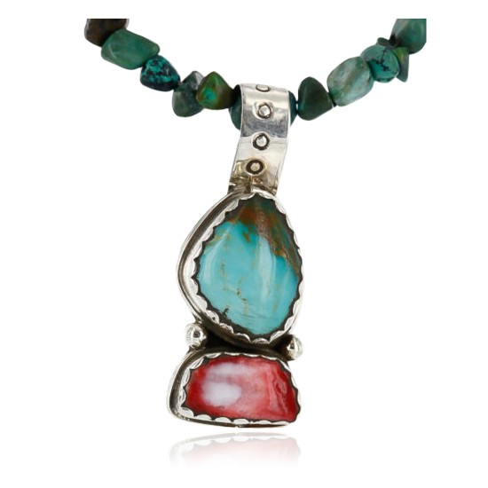 Handmade Certified Authentic Navajo .925 Sterling Silver Natural Spiny Oyster and Turquoise Native American Necklace 371003577441 Handmade Certified Authentic Navajo .925 Sterling Silver Natural Spiny Oyster and Turquoise Native American Necklace 371003577441