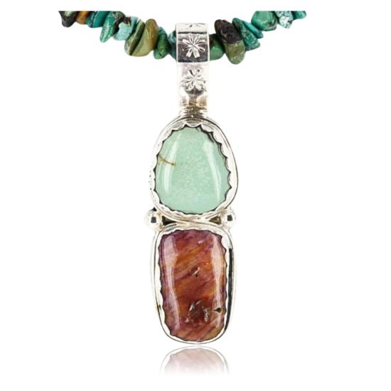 Handmade Certified Authentic Navajo .925 Sterling Silver Natural Spiny Oyster and Turquoise Native American Necklace 371047480293 Handmade Certified Authentic Navajo .925 Sterling Silver Natural Spiny Oyster and Turquoise Native American Necklace 371047480293