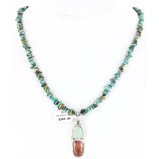 Handmade Certified Authentic Navajo .925 Sterling Silver Natural Spiny Oyster and Turquoise Native American Necklace 371047480293 Handmade Certified Authentic Navajo .925 Sterling Silver Natural Spiny Oyster and Turquoise Native American Necklace 371047480293