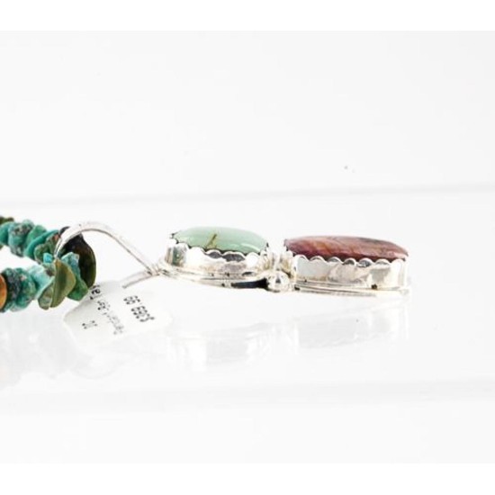 Handmade Certified Authentic Navajo .925 Sterling Silver Natural Spiny Oyster and Turquoise Native American Necklace 371047480293 Handmade Certified Authentic Navajo .925 Sterling Silver Natural Spiny Oyster and Turquoise Native American Necklace 371047480293