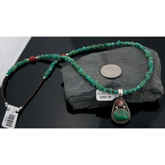Handmade Certified Authentic Navajo .925 Sterling Silver Natural Spiny Oyster and Turquoise Native American Necklace 390641633387 Handmade Certified Authentic Navajo .925 Sterling Silver Natural Spiny Oyster and Turquoise Native American Necklace 390641633387