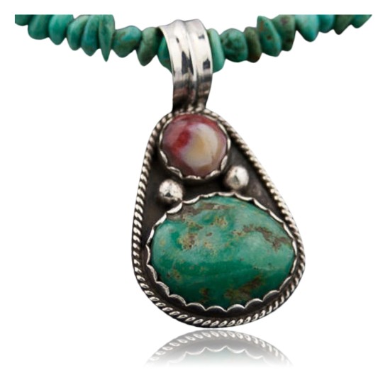 Handmade Certified Authentic Navajo .925 Sterling Silver Natural Spiny Oyster and Turquoise Native American Necklace 390641633387 Handmade Certified Authentic Navajo .925 Sterling Silver Natural Spiny Oyster and Turquoise Native American Necklace 390641633387