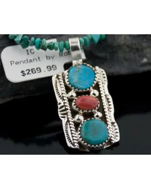 Handmade Certified Authentic Navajo .925 Sterling Silver Natural Spiny Oyster and Turquoise Native American Necklace 390646882747 Handmade Certified Authentic Navajo .925 Sterling Silver Natural Spiny Oyster and Turquoise Native American Necklace 390646882747