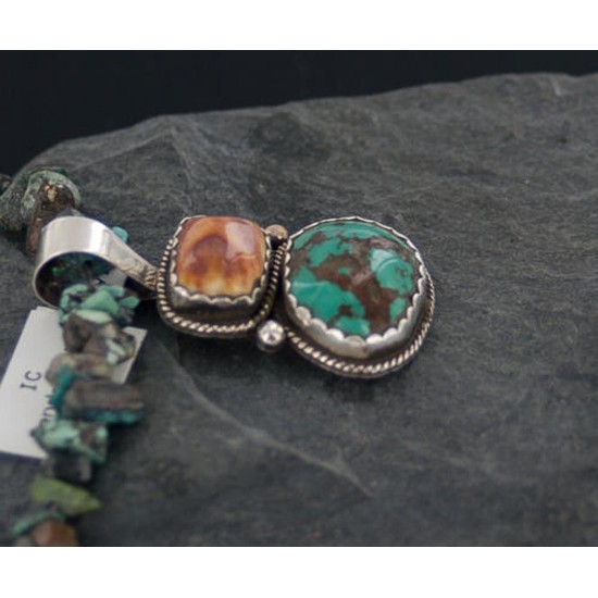 Handmade Certified Authentic Navajo .925 Sterling Silver Natural Spiny Oyster and Turquoise Native American Necklace 390654017568 Handmade Certified Authentic Navajo .925 Sterling Silver Natural Spiny Oyster and Turquoise Native American Necklace 390654017568