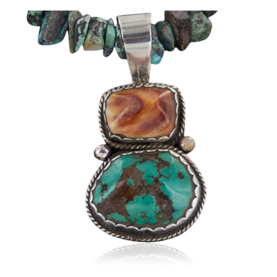 Handmade Certified Authentic Navajo .925 Sterling Silver Natural Spiny Oyster and Turquoise Native American Necklace 390654017568 Handmade Certified Authentic Navajo .925 Sterling Silver Natural Spiny Oyster and Turquoise Native American Necklace 390654017568