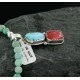Handmade Certified Authentic Navajo .925 Sterling Silver Natural Spiny Oyster and Turquoise Native American Necklace 390661278065