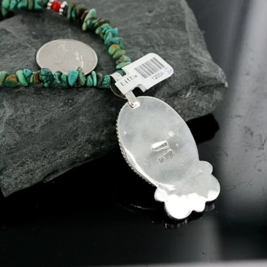 Handmade Certified Authentic Navajo .925 Sterling Silver Natural Spiny Oyster and Turquoise Native American Necklace 390665252559 Handmade Certified Authentic Navajo .925 Sterling Silver Natural Spiny Oyster and Turquoise Native American Necklace 390665252559