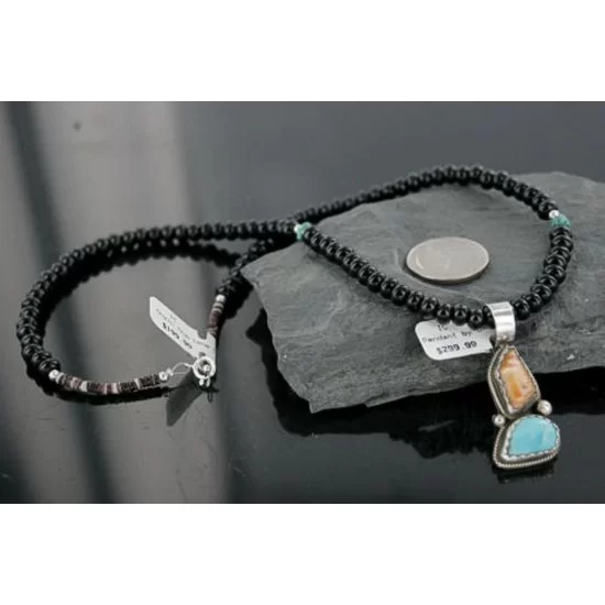 Handmade Certified Authentic Navajo .925 Sterling Silver Natural Spiny Oyster and Turquoise Native American Necklace 390712706369 Handmade Certified Authentic Navajo .925 Sterling Silver Natural Spiny Oyster and Turquoise Native American Necklace 390712706369