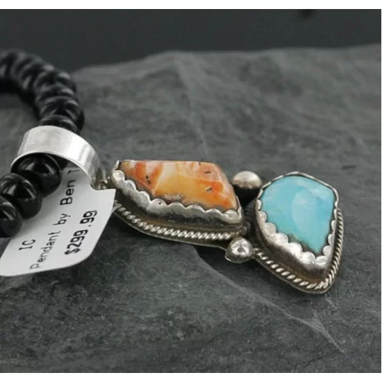 Handmade Certified Authentic Navajo .925 Sterling Silver Natural Spiny Oyster and Turquoise Native American Necklace 390712706369 Handmade Certified Authentic Navajo .925 Sterling Silver Natural Spiny Oyster and Turquoise Native American Necklace 390712706369