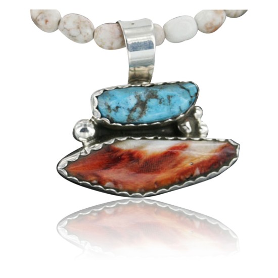 Handmade Certified Authentic Navajo .925 Sterling Silver Natural Spiny Oyster and Turquoise Native American Necklace 390714008792 Handmade Certified Authentic Navajo .925 Sterling Silver Natural Spiny Oyster and Turquoise Native American Necklace 390714008792