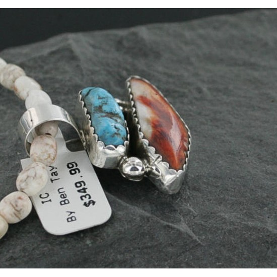 Handmade Certified Authentic Navajo .925 Sterling Silver Natural Spiny Oyster and Turquoise Native American Necklace 390714008792 Handmade Certified Authentic Navajo .925 Sterling Silver Natural Spiny Oyster and Turquoise Native American Necklace 390714008792