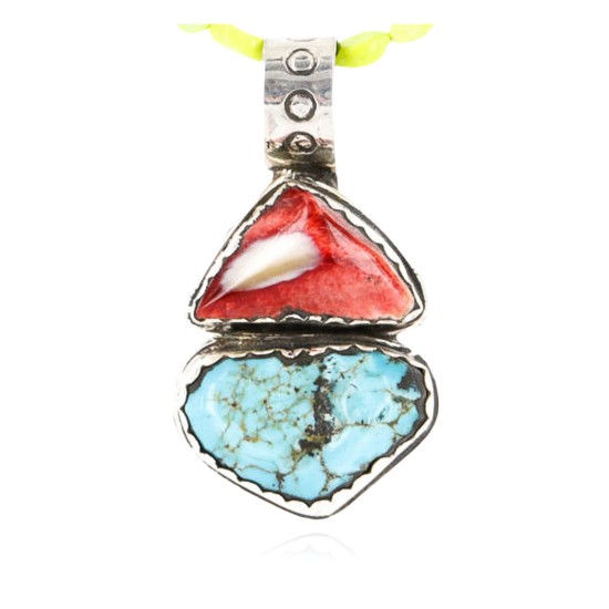 Handmade Certified Authentic Navajo .925 Sterling Silver Natural Spiny Oyster and Turquoise Native American Necklace 390761309595 Handmade Certified Authentic Navajo .925 Sterling Silver Natural Spiny Oyster and Turquoise Native American Necklace 390761309595