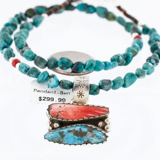 Handmade Certified Authentic Navajo .925 Sterling Silver Natural Spiny Oyster and Turquoise Native American Necklace 390761448155 Handmade Certified Authentic Navajo .925 Sterling Silver Natural Spiny Oyster and Turquoise Native American Necklace 390761448155