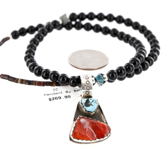 Handmade Certified Authentic Navajo .925 Sterling Silver Natural Spiny Oyster and Turquoise Native American Necklace 390765969251 Handmade Certified Authentic Navajo .925 Sterling Silver Natural Spiny Oyster and Turquoise Native American Necklace 390765969251