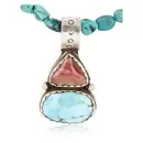 Handmade Certified Authentic Navajo .925 Sterling Silver Natural Spiny Oyster and Turquoise Native American Necklace 390775909525