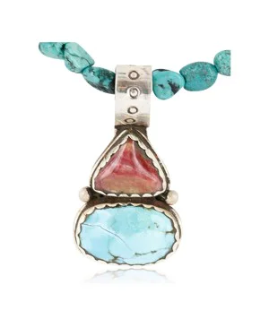 Handmade Certified Authentic Navajo .925 Sterling Silver Natural Spiny Oyster and Turquoise Native American Necklace 390775909525 Handmade Certified Authentic Navajo .925 Sterling Silver Natural Spiny Oyster and Turquoise Native American Necklace 390775909525