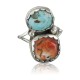 Handmade Certified Authentic Navajo .925 Sterling Silver Natural Spiny Oyster and Turquoise Native American Ring  390675065822