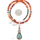 Handmade Certified Authentic Navajo .925 Sterling Silver Natural Spiny Oyster, Carnelian and Turquoise Native American Necklace & Pendant 371028093647