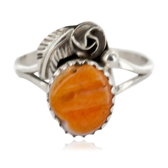 Handmade Certified Authentic Navajo .925 Sterling Silver Natural Spiny Oyster Native American Ring Size 6 26204-41