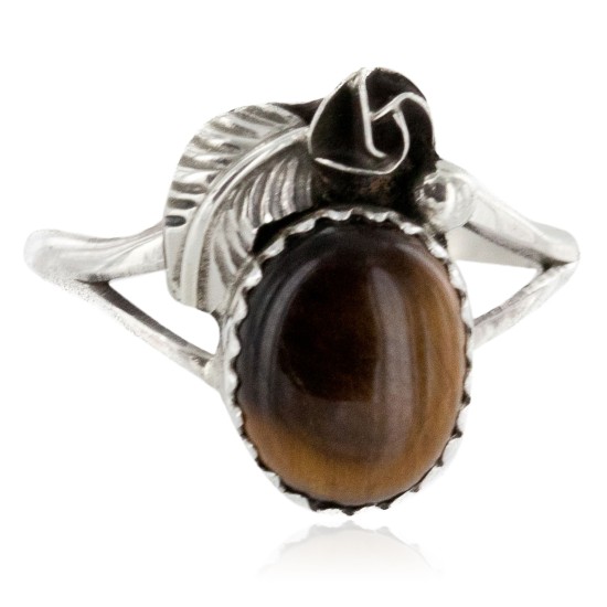 Handmade Certified Authentic Navajo .925 Sterling Silver Natural Tigers Eye Native American Ring Size 8 26203-13