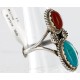 Handmade Certified Authentic Navajo .925 Sterling Silver Natural Turquoise and Red Jasper Native American Ring  390845614761
