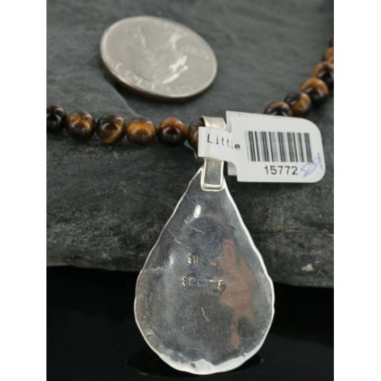 Handmade Certified Authentic Navajo .925 Sterling Silver Natural Turquoise and Tigers Eye Native American Necklace & Pendant 370918307180 Handmade Certified Authentic Navajo .925 Sterling Silver Natural Turquoise and Tigers Eye Native American Necklace & Pendant 370918307180