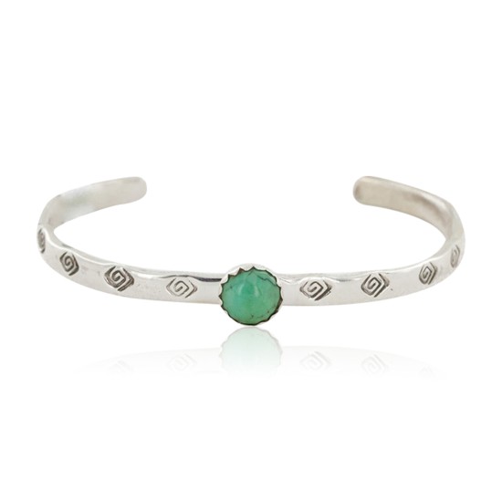 Handmade Certified Authentic Navajo .925 Sterling Silver Natural Turquoise Baby Native American Bracelet 12853-7 Handmade Certified Authentic Navajo .925 Sterling Silver Natural Turquoise Baby Native American Bracelet 12853-7